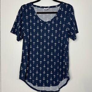 LuLaRoe Classic Tee Womens Top Navy Blue Anchors M Medium